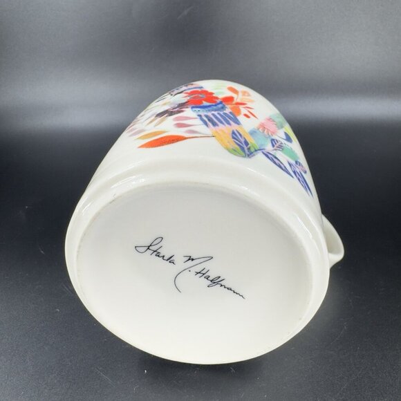 Anthropologie Starla M Halfmann Monogram Letter V Petal Palette Coffee Mug Cup - Picture 5 of 12